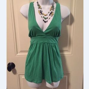 Green Flowy V-Cut Tank Top